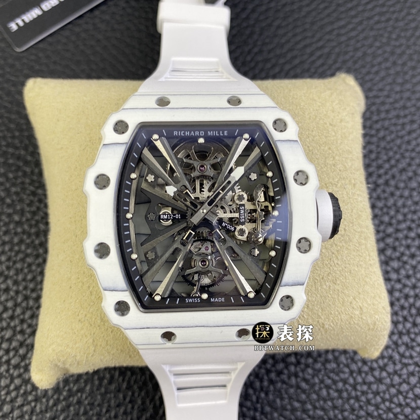 Richard Mille RM 12-01 Extraordinary Motion Skeleton Tourbillon Top 1:1 Imitación fina