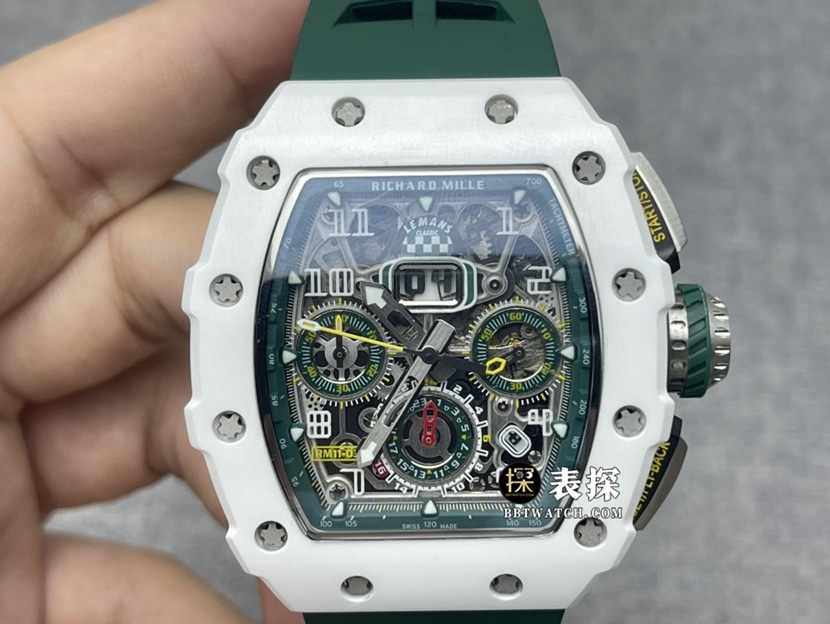 KV factory Richard Mille Richard Mille RM 11-03 LMC Men’s 1:1 Super Clone Watch with Nano Zirconia White Ceramic, Five-Axis CNC, and Classic Racing Series Rubber Strap