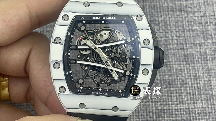 BBR Richard Mille RM 055 Ultra Light Full Carbon Fiber 1:1 Super A Skeleton Réplica de cronógrafo masculino