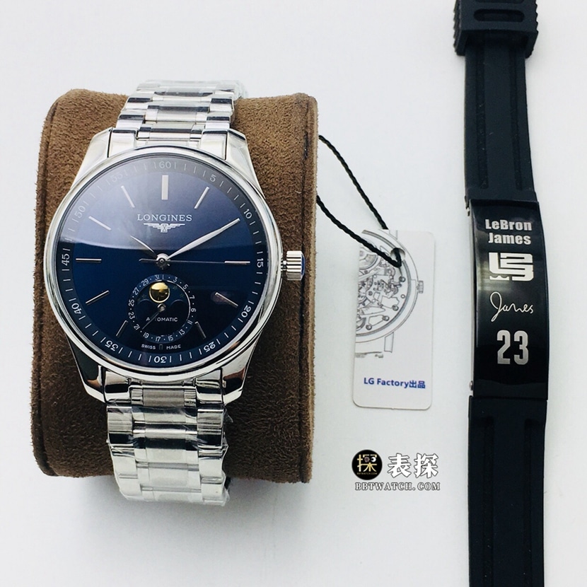 LG Factory Longines Watchmaking Tradition L2.919.4.92.6 1:1 Super A Super Clone Moonphase with Simple Elegant Blue Dial Steel Strap
