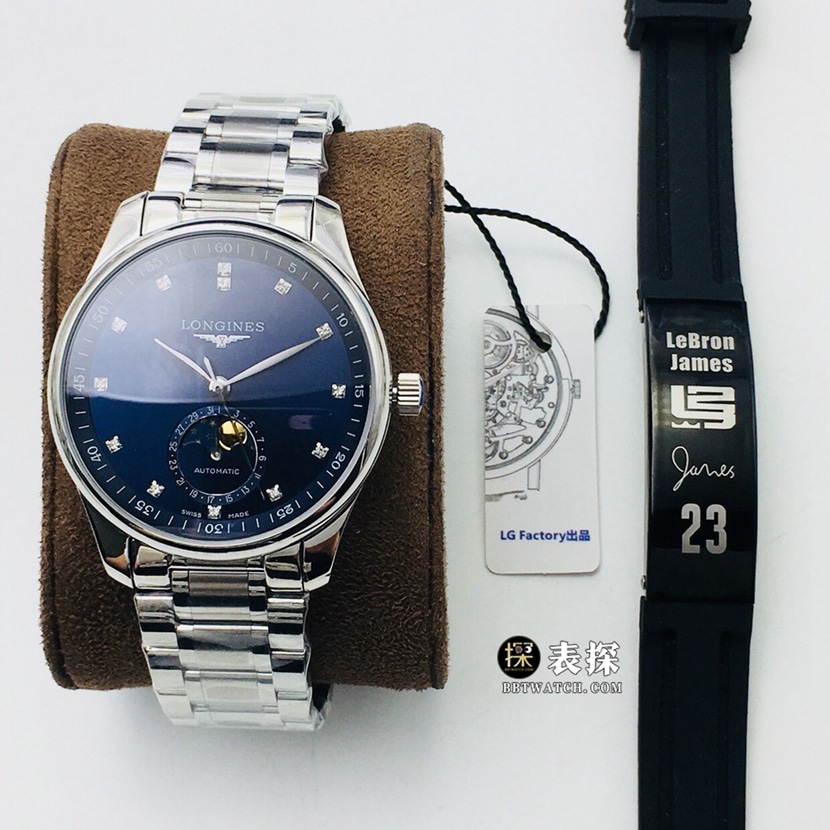 LG Factory Longines Masterpiece L2.909.4.97.6 Men’s Moon Phase Watch with Simple and Elegant Blue Dial, Blued Steel Hands and Steel Strap 1:1 Super A Imitation