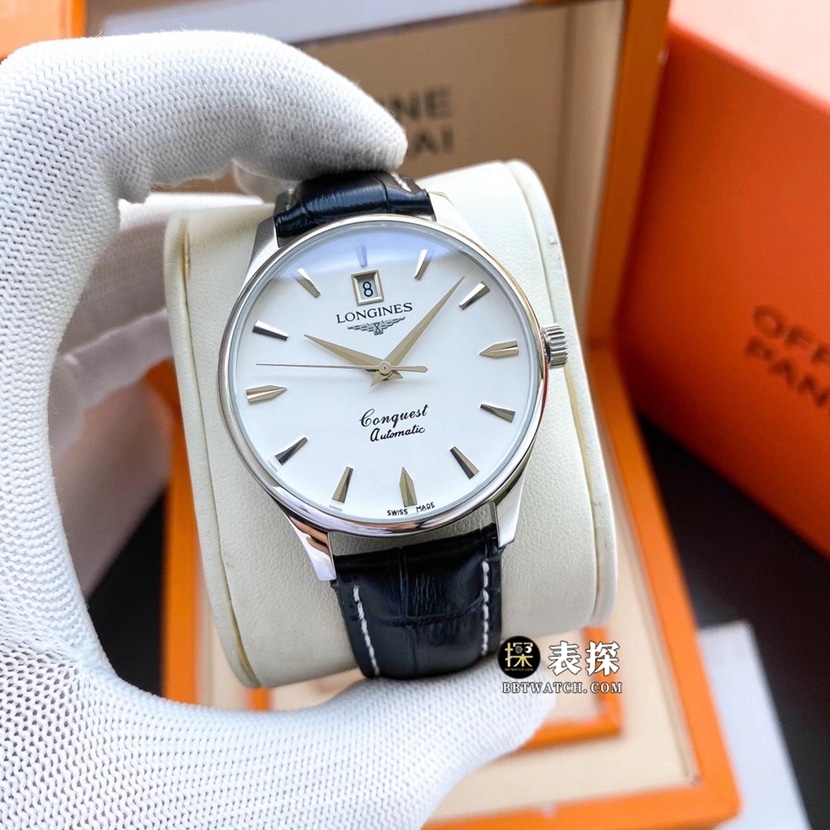 Longines 1:1 super A super clone gentleman style noble atmosphere automatic mechanical white dial three-hand strap model