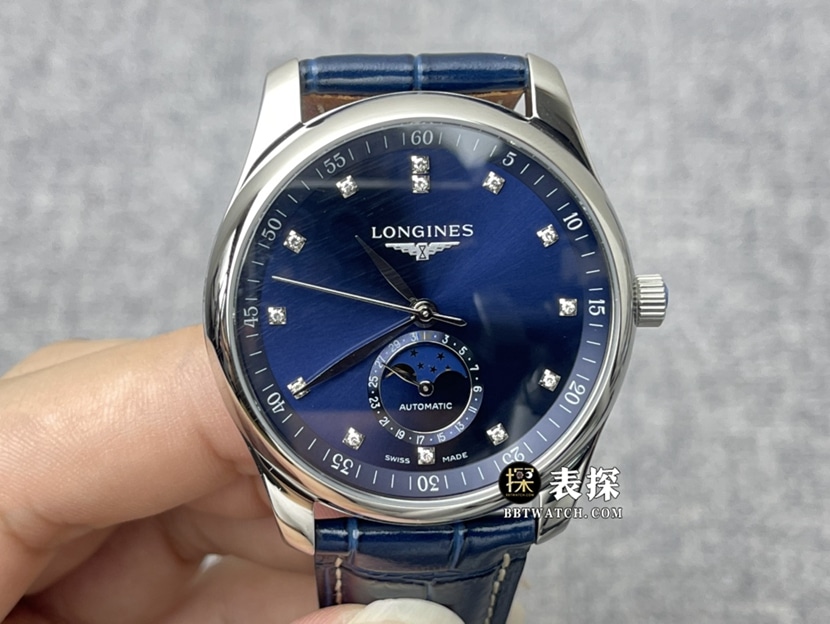 GF Factory Longines Masterpiece Moonphase 40 mm Top Original Factory Replik, blaues Zifferblatt, Armband Modell L2.919.4.97.0