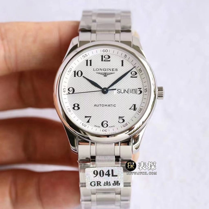 Réplica GR Factory Longines Masterpiece Ultra-Thin Heritage, disco de grano de trigo plateado, correa de acero, L2.755.4.78.6