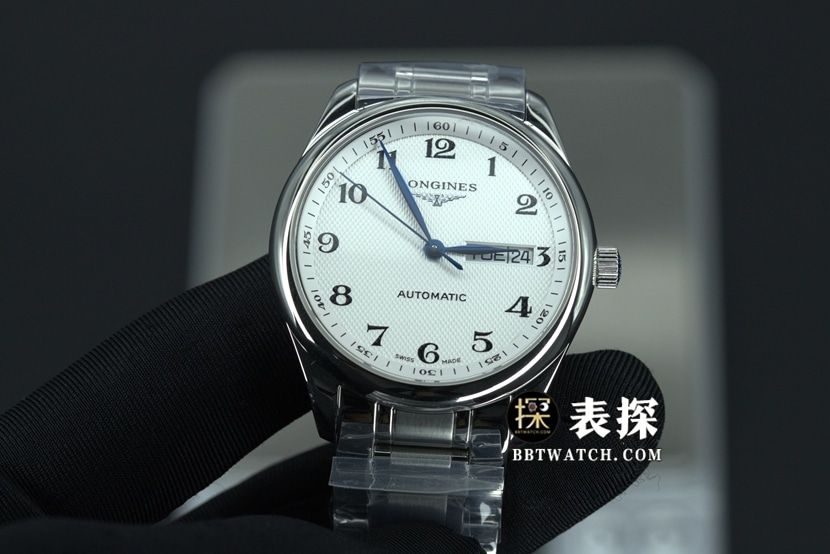 KL Factory Longines Masterpiece L2.910.4.78.6 Replik der Ultimate-Version für Herren mit weißem Zifferblatt, blauen Zeigern und Stahlarmband – Weizenkornstruktur