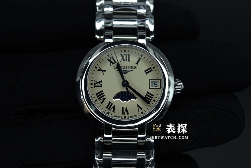 Elegante Longines Heart & Moon L8.115.4.71.6 Mondphasen-Stahlreplik mit einfachem römischen Zifferblatt