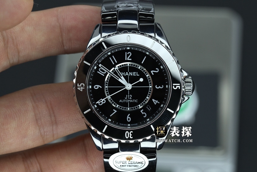 EAST factory Chanel women's H5697 premium ceramic top 1:1 replica watches black steel bracelet J12 series