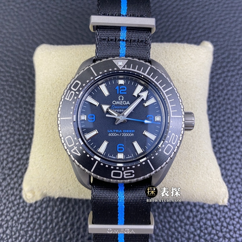 SBF Factory Omega Omega Seamaster Titanium King of the Seas Réplica Super A 1:1 para hombre, esfera negra 215.92.46.21.01.001