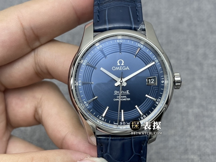 VS Factory Omega Men's De Ville Original Factory Top CollectWatch with Bright Blue Crocodile Leather Strap and Radial Pattern, Model 433.33.41.21.03.001