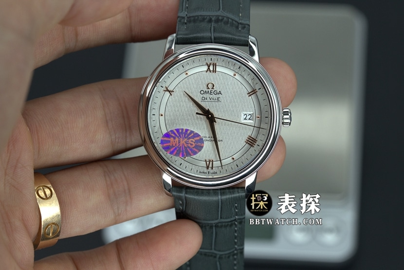 MKS factory Omega MKS Omega Men's Butterfly Fly 1:1 Top Replica Watch with Elegant Slim Appearance, Silver-Gray Dial, Gold Hands and Strap