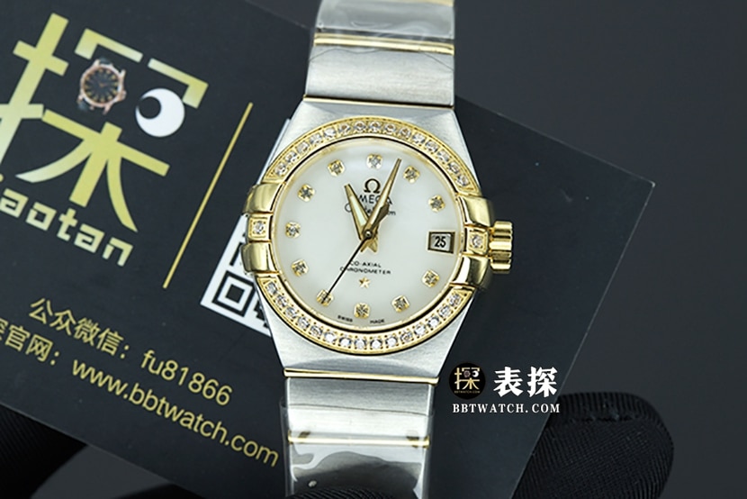 3S Factory Omega Constellation 28mm Quartz Replica with Rhodium-Plated Steel Strap and Spiral Polishing