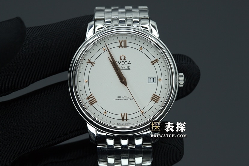 MKS factory Omega men's De Ville disc fly super A clone elegant white dial gold hands steel bracelet 424.10.40.20.02.002