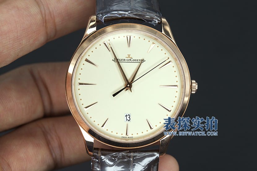 Jaeger-LeCoultre Master Ultra-Thin Eggshell Yellow Rose Gold Men's Super Clone 1232511