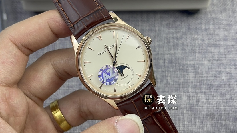 Jaeger-LeCoultre Master Moonphase 1362510 AZ Factory mostrador amarelo casca de ovo masculino Super A réplica com calibre 925