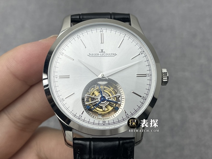Jaeger-LeCoultre Master Sapphire Crystal Turbilhão Automático 42mm Réplica de Relógio com Pulseira de Couro Italiano