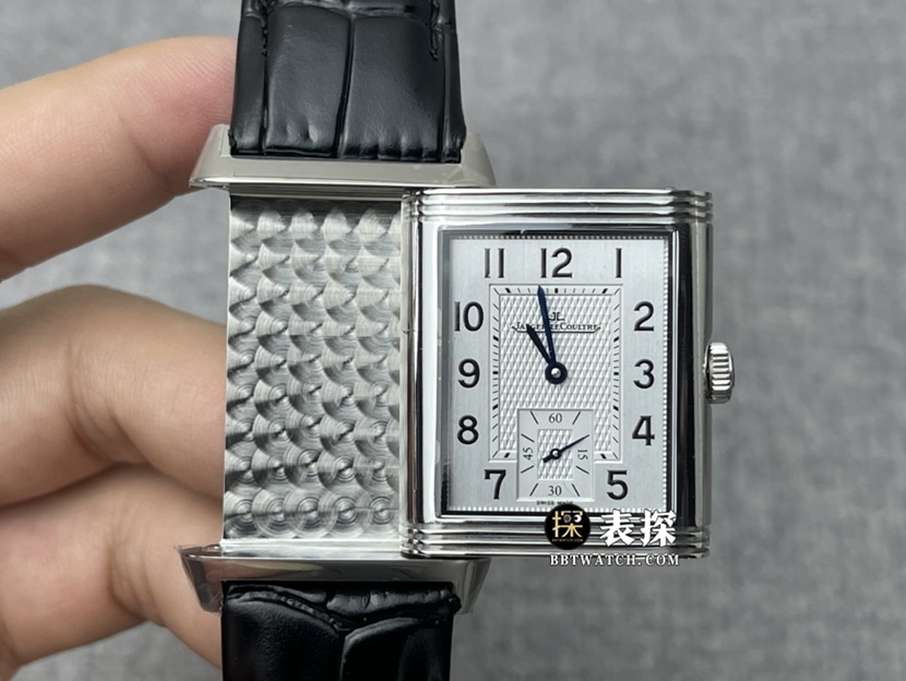 MG factory Jaeger-LeCoultre men's dual time zone flip timepiece premium 1:1 replica stainless steel square dial model 3848420