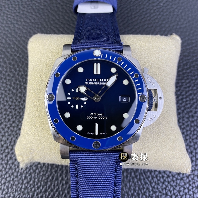 SBF Factory PAM01289 Réplica do Panerai Submariner: moldura polida Jade-Luster com mostrador gradiente azul profundo do mar