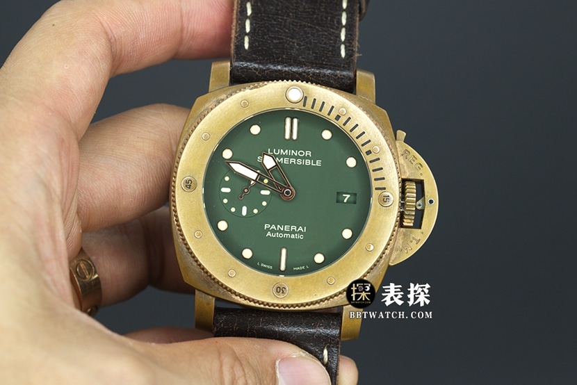 Panerai VS Factory PAM00382 Men's Premium Classic Green Dial Brushed Bronze Leather Replica Watches 1:1