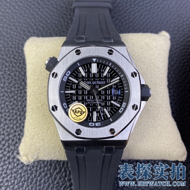 APS Factory A002CA Men's Audemars Piguet Royal Oak 1:1 Super A Super Clone Watch Three-Dimensional Black Dial Rubber Model 15710ST.OO.A002CA.01
