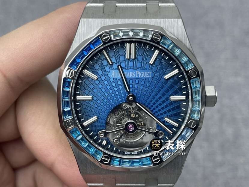 R8 Factory Audemars Piguet Audemars Piguet Men's Royal Oak Tourbillon 1:1 Top Replica Watch Smoky Blue Gradient Dial Sapphire Crystal Steel Strap Model 26521PT.YY.1220PT.01