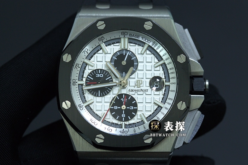 Audemars Piguet Royal Oak Offshore JF Factory A002CA Panda Chronograph with Ceramic Bezel, Stainless Steel Case, Men's 44mm Super Clone Rubber Watch 26400SO.OO.A002CA.01