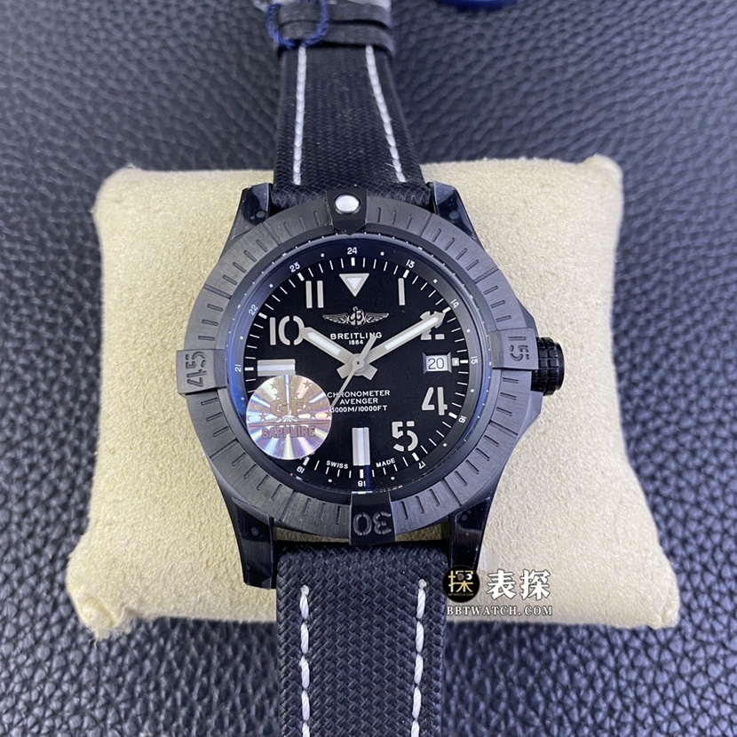 GF Factory Breitling Avenger Seawolf Night Duty Herrenuhr Original Factory Super A mit Titangehäuse und schwarzem Zifferblatt V17319101B1X2