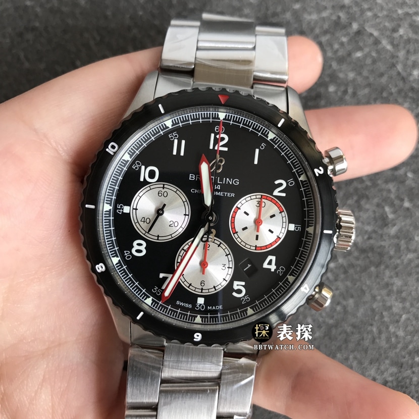 BL Factory Men's Super Domineering Breitling Pilot 8 Original Factory Top CollectChronograph Black Panda Stainless Steel AB01194A1B1X1
