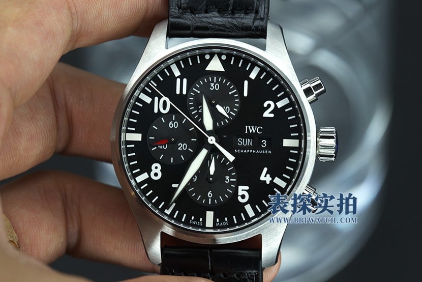 ZF Factory Men's IW371701 Pilot Chronograph 7750 Top Original Factory CollectWatch in Black Dial with Cowhide Strap
