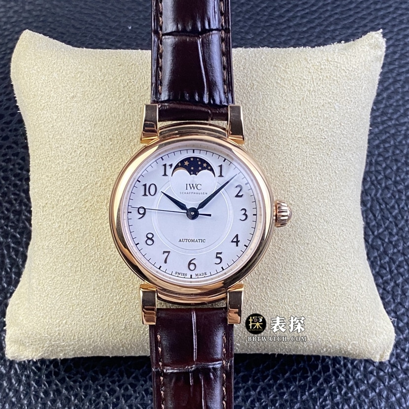 TWC Da Vinci IW459308 CollectWhite Dial Rose Gold Moon Phase Women's Watch with Domed Crown