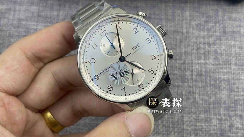V6S Factory Men's Portuguese IW371617 Original Factory Top CollectWatch Silver-White Panda Dial with Steel Bracelet and In-House 69355 Chronograph Movement IW371617