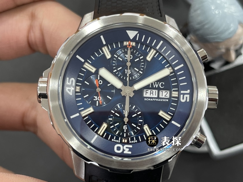 V6 Factory Men's Aquatimer Blue Panda Plate Original Factory Super Clone Rubber Strap Watch Model IW376805