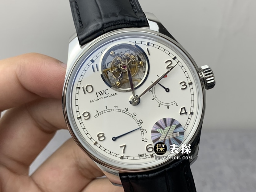 YL Factory Portuguese IW504601 Men's Original Factory Super Clone Tourbillon Watch White Plate Platinum Case Belt Model IW504601