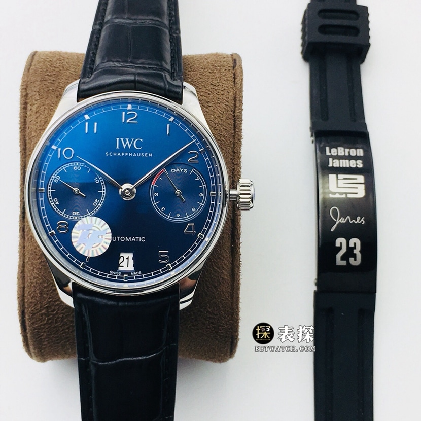 ZF Factory Men's IWC Portugal Series super clone IW500710 watch featuring seven-day power reserve and dark blue panda dial with strap options