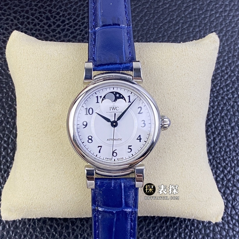 TWC Da Vinci IW459306 Super Clone Silver-White Dial Automatic Moon Phase Leather Strap Watch