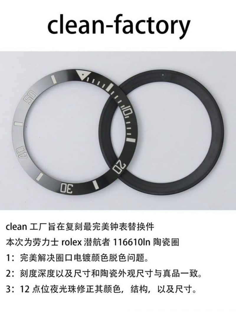 Clean Factory Rolex Submariner Bezel Accessories: Ceramic Texture and Luminous Pearl Details