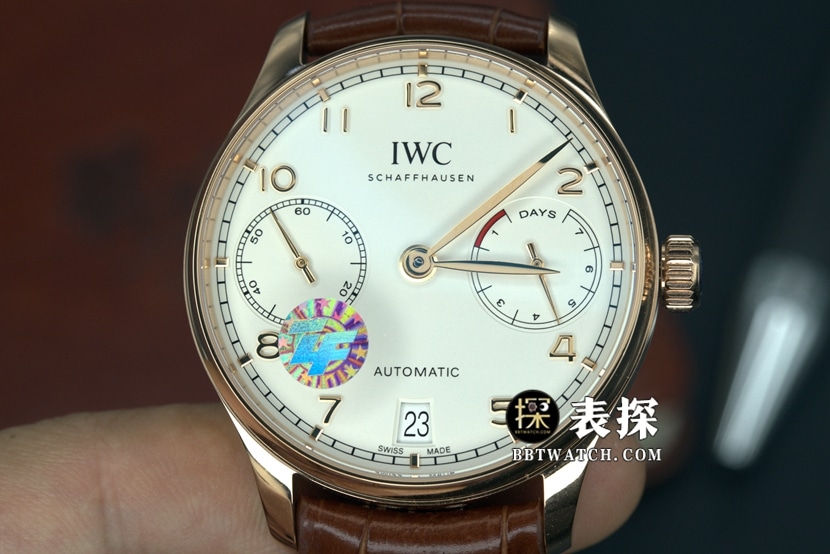 ZF IW500701 Portuguese 7-Day Kinetic Energy Display Rose Gold White Dial Super Clone Watch with Italian Calfskin Strap