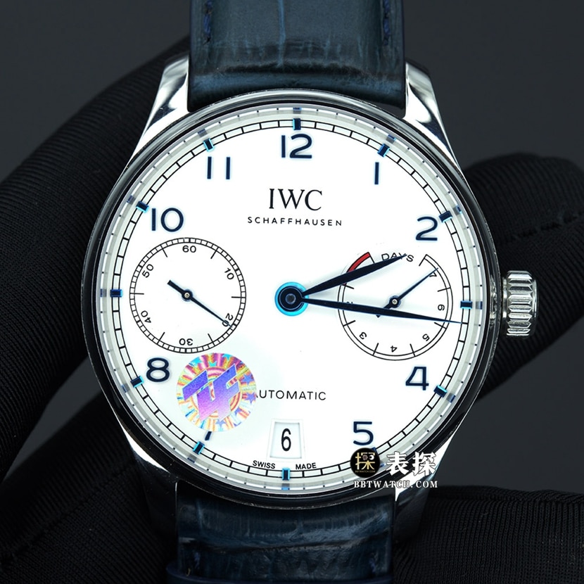 ZF IW500107 Portuguese 7-Day automatic mechanical movement men's super clone watch leather strap white dial blue hands