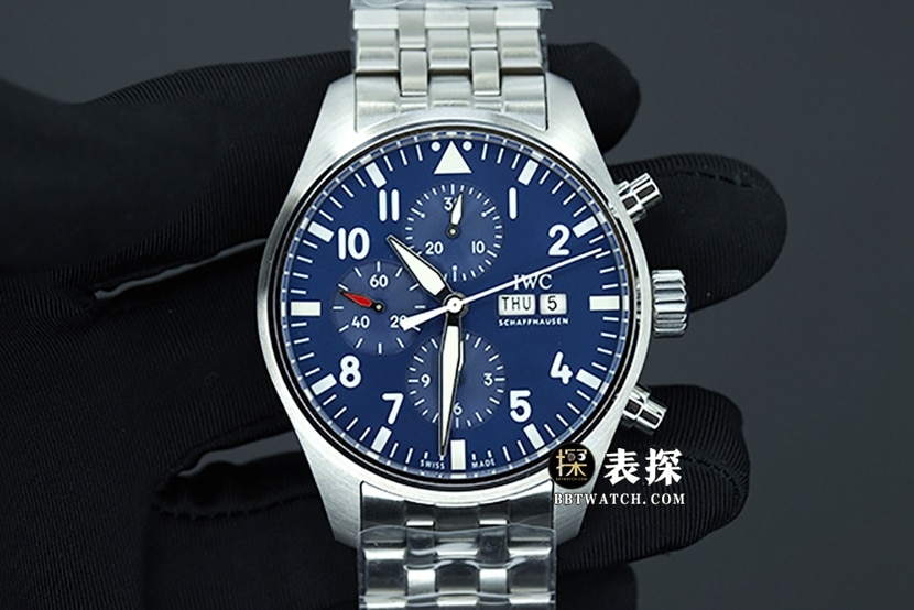ZF IW377717 IWC Pilot Chronograph blue-dial steel bracelet Original Factory super A Collectwith synchronized movement