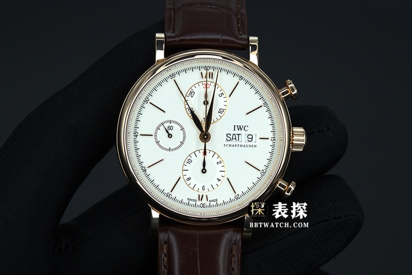 Universal Portofino IW391025 Gentleman CollectChronograph Mechanical Six-Hand Swiss ETA-7750 White Dial Leather Strap