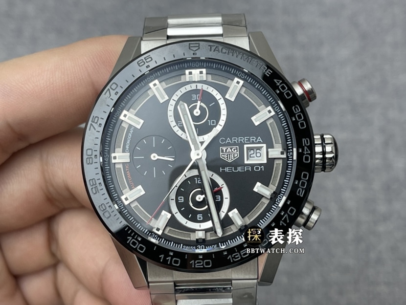 XF Tag Heuer Carrera CAR201Z BA0714 racing-inspired 43mm blackface stainless steel super clone with customized caliber