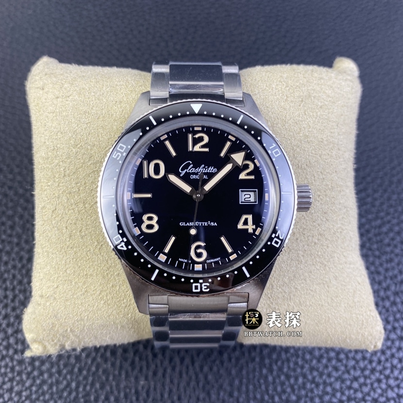 RXW Glashütte Original serie pionera para hombre, correa de acero negro, superclon Original Factory con esfera de cerámica tridimensional y patrón de crisantemo radiante 1-39-11-06-80-70