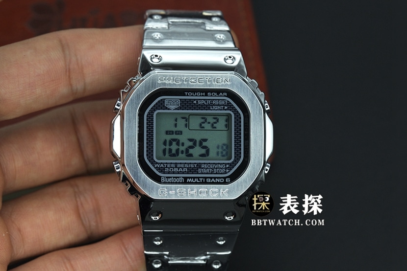 Casio G-SHOCK B5000D-1 Montre pour homme 1:1 Super A Fine Imitation, GMW-B5000D-1 Cadran carré entièrement en métal avec bracelet en acier et énergie solaire