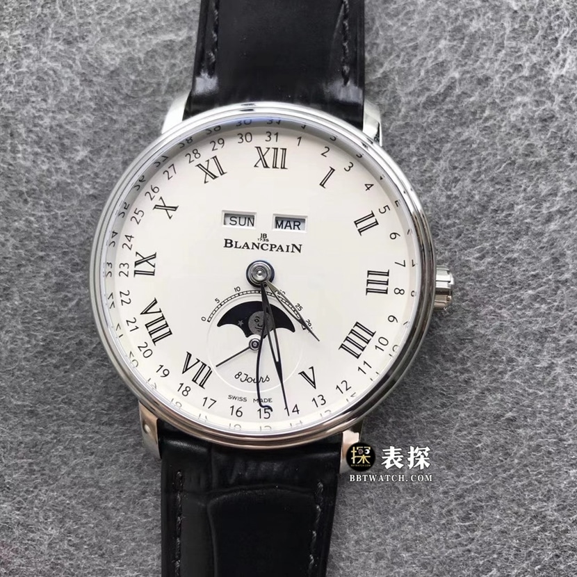 Blancpain 6639-3431 TTC Factory Reloj de fase lunar con calendario completo y escala romana retro Villeret para hombre