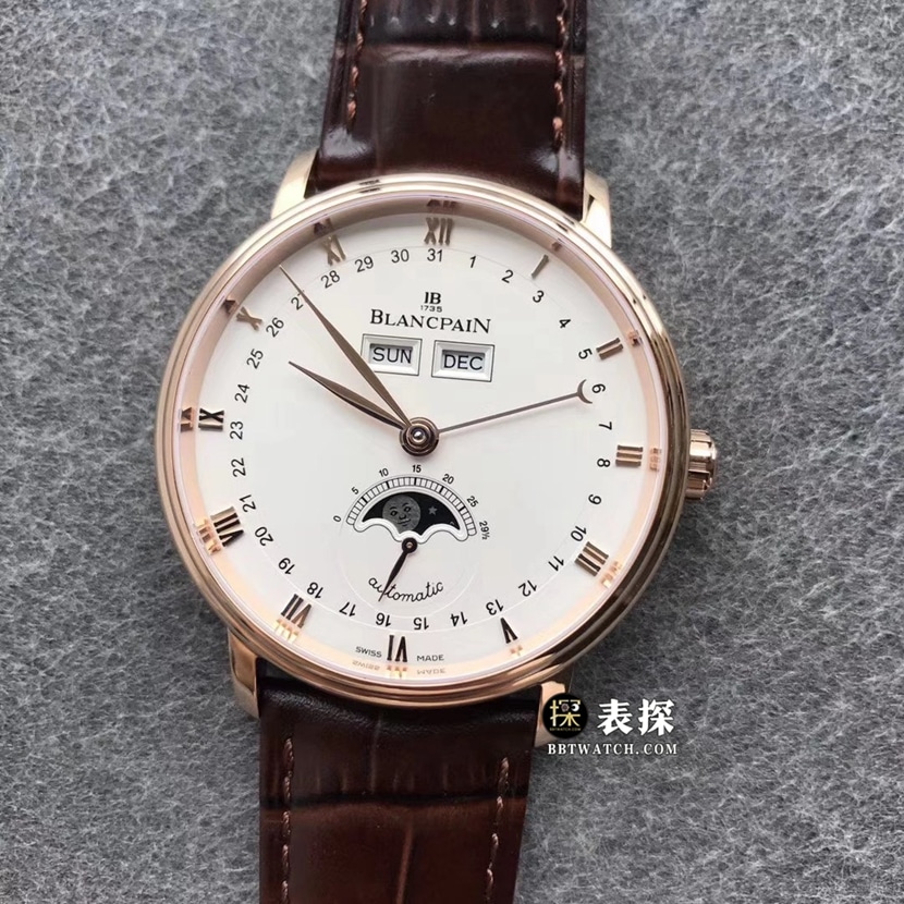 Blancpain Villeret 42 mm calendario completo fase lunar 6263-3642A-55 TTC fábrica 1:1 réplica súper A de un reloj para hombre con esfera romana