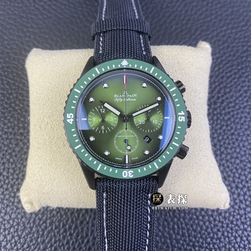 Blancpain Fifty Fathoms 5200-0153 B52A Deep Diver Flyback Chronograph 43mm Green Dial Strap 1:1 Replica Watches