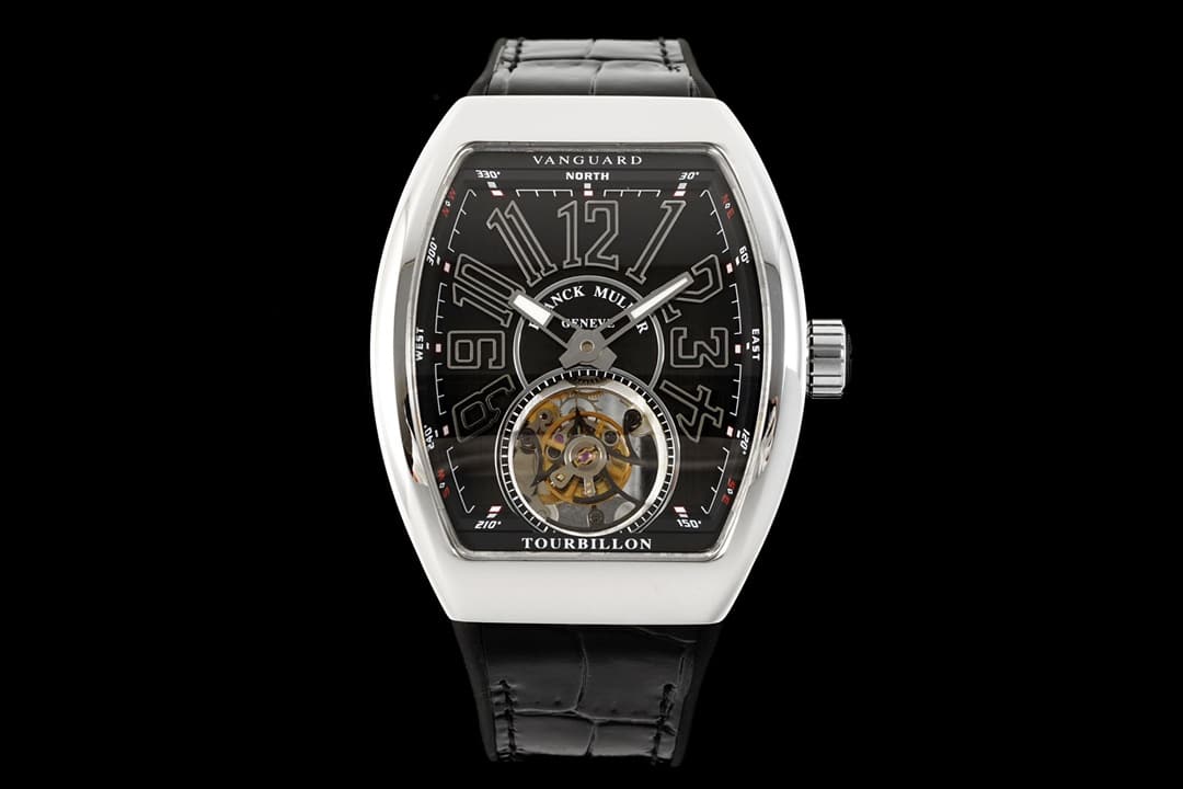 RMS Factory Frank Muller V45 Vanguard Tourbillon 1: 1 montre pour homme super clone avec mouvement tourbillon ultra-mince et bracelet à cadran noir