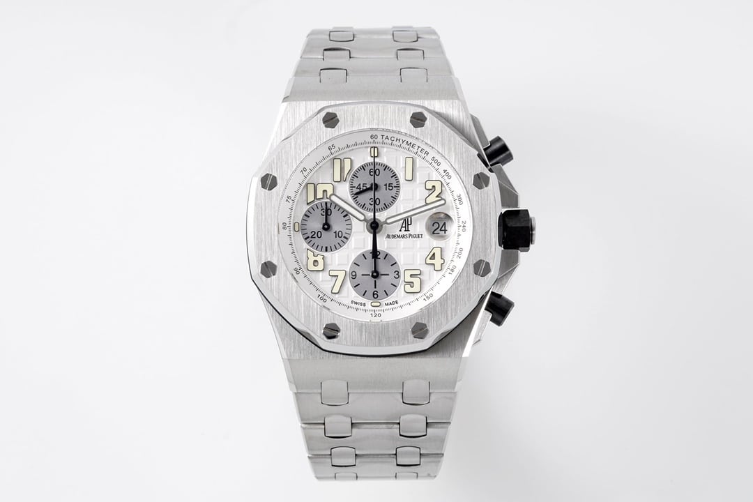 APF Audemars Piguet Royal Oak Offshore 1:1 Super Clone Silver White Panda Chronograph Steel Band Model 26170ST.OO.1000ST.01