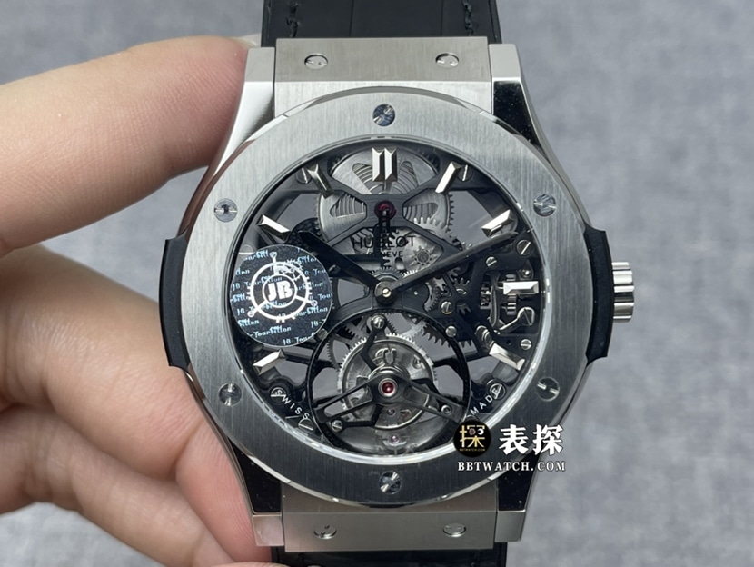 Hublot JB Classic Fusion 1:1 Super Clone Fully Skeletonized Hand-Wound Tourbillon Rubber Watch 505.TX.0170.LR