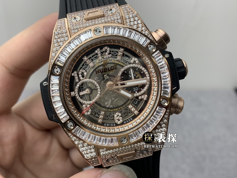 Hublot BIG BANG Original Factory Collectchronograph matte black skeletonized diamond dial rubber model 421.OX.1180.RX.0904
