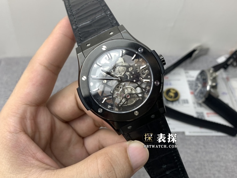 JB Hublot Classic Fusion Real Tourbillon Replica: Skeletonized Rubber Model 505.CM.0140.LR